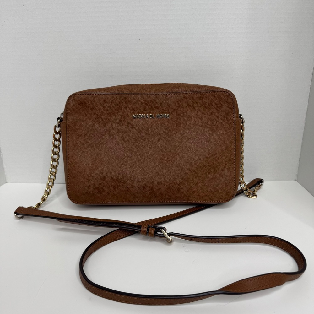 Michael Kors JetSet Large East West Crossbody Bag Luggage Brown Saffiano Leather